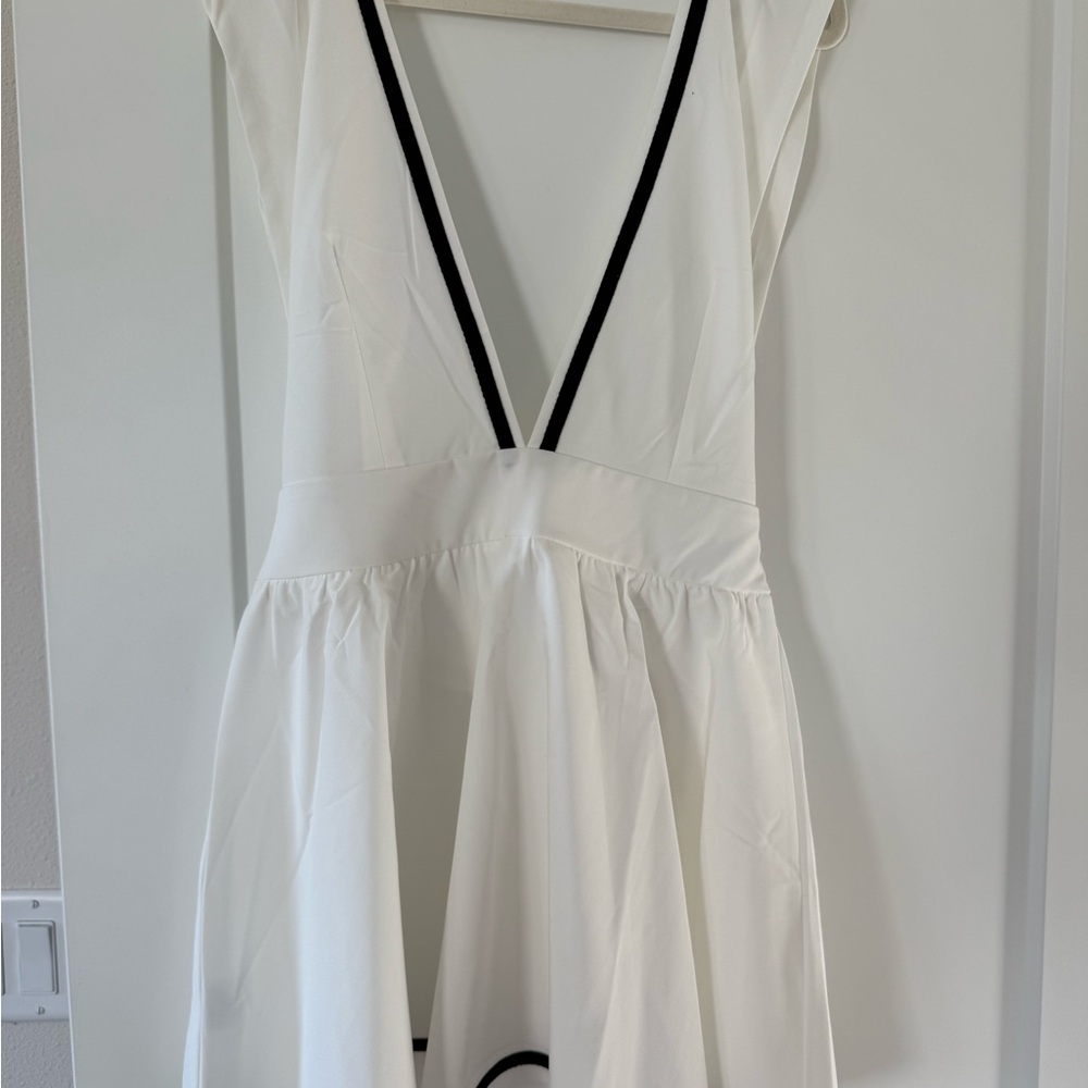 Elegant White Dress with Black Accents